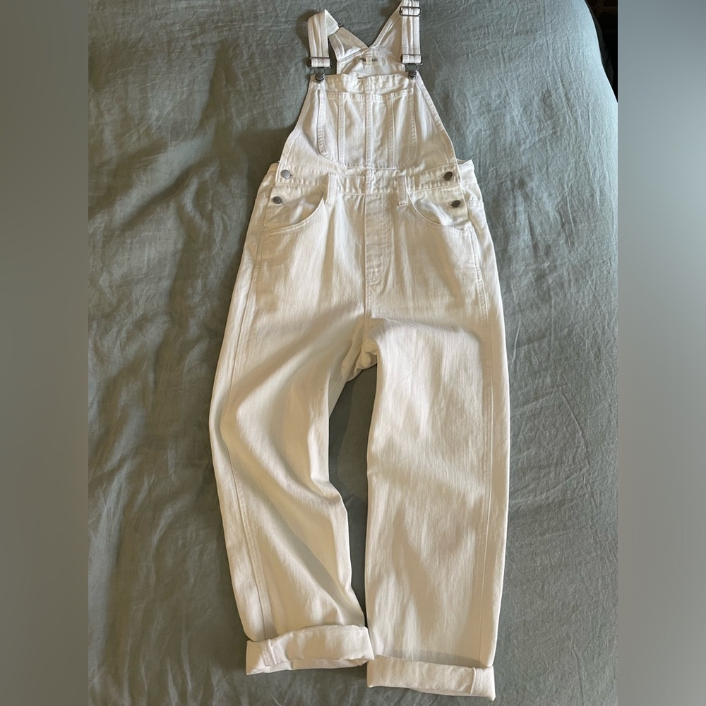 Madewell Straight-Leg Overalls in Tile White, Small